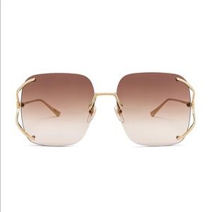 Rectangle Fork in Shiny Gold, Ivory & Brown Gradient sunglasses
